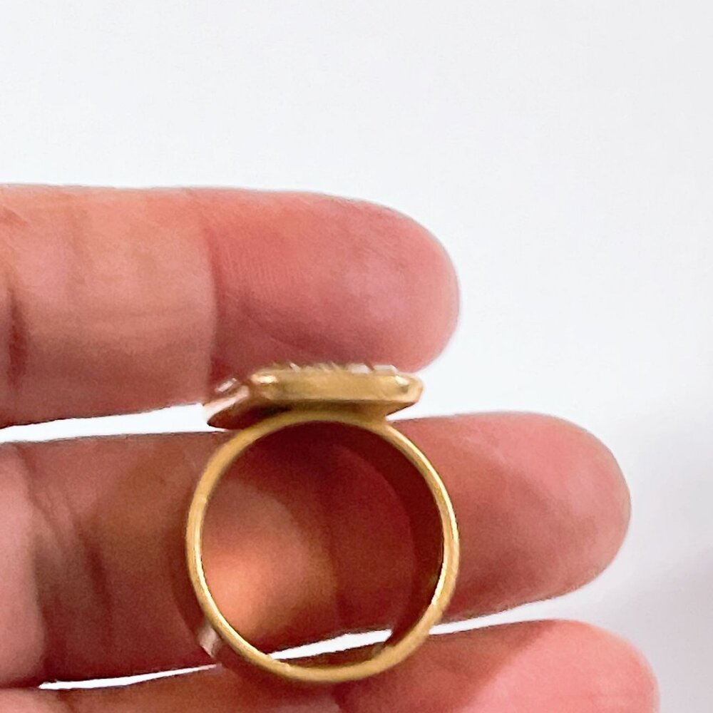 Gold-Tone Statement Ring With Rectangular Crystal… - image 7